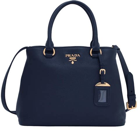 Prada Women's Navy Blue Vitello Phenix Leather Handbag 1BA058